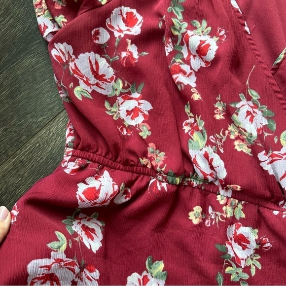 Maurice’s 1X peplum babydoll floral ruby magenta top - Picture 3 of 4